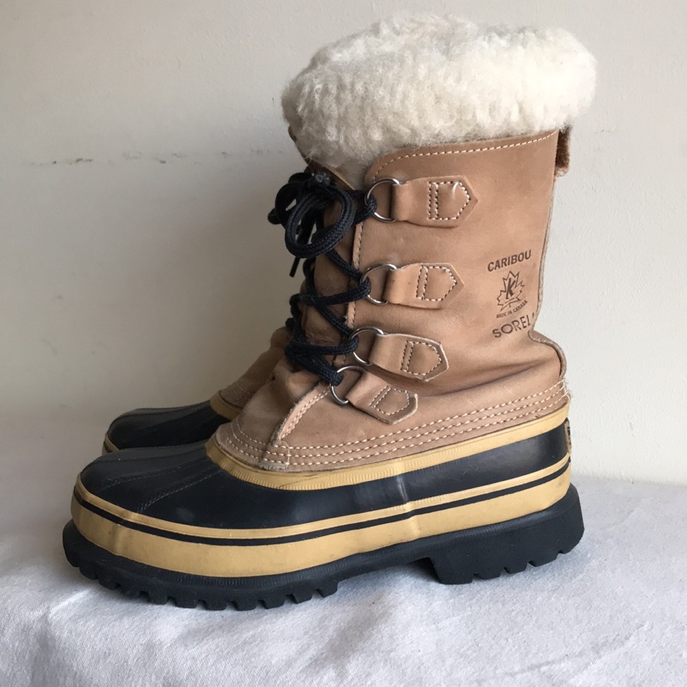 Sorel Caribou Sz 6 boot Kaufman boot "Made in Canada" tan leather Waterproof - Picture 9 of 15
